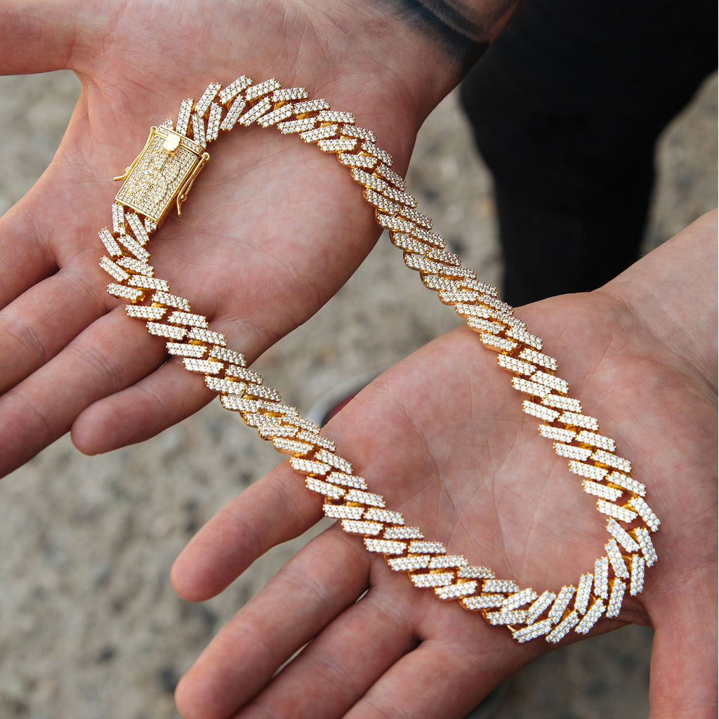 Diamond Cuban Chain Straight Edge 15mm The Gold Gods top view 2