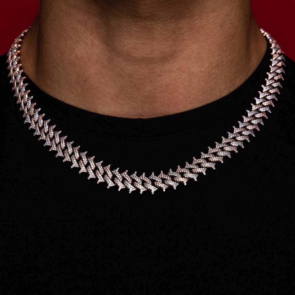 Diamond Cuban Spiked Chain The Gold Gods  lifestyle look front view 2