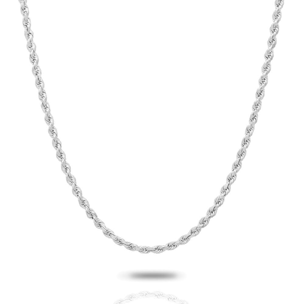 4mm White Gold Rope Chain The Gold Gods