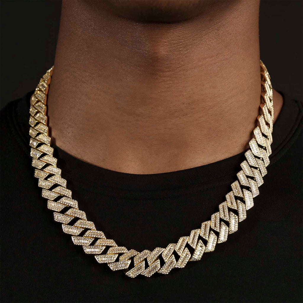 Diamond Baguette Straight Edge Cuban Chain 18MM