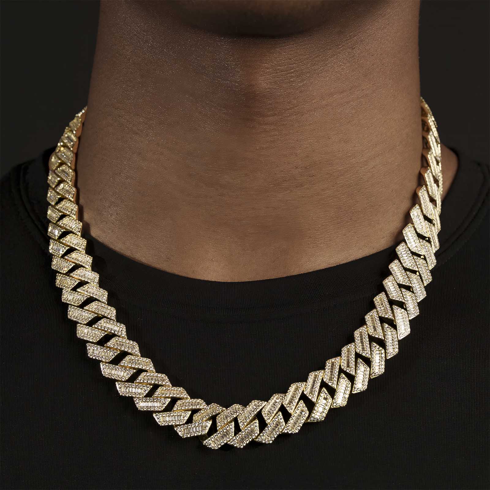 Diamond Baguette Straight Edge Cuban Chain 18MM