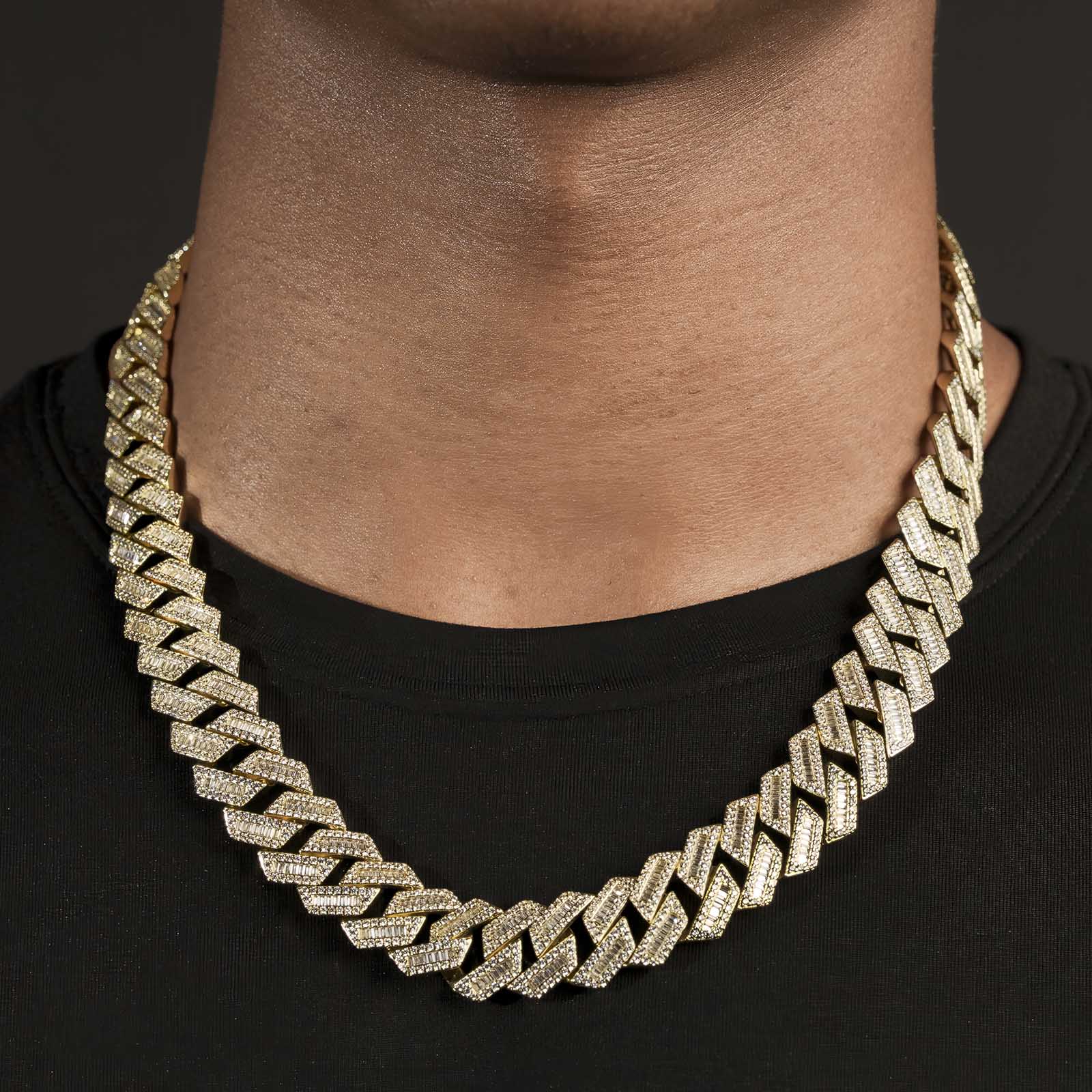 Diamond Baguette Straight Edge Cuban Chain 18MM