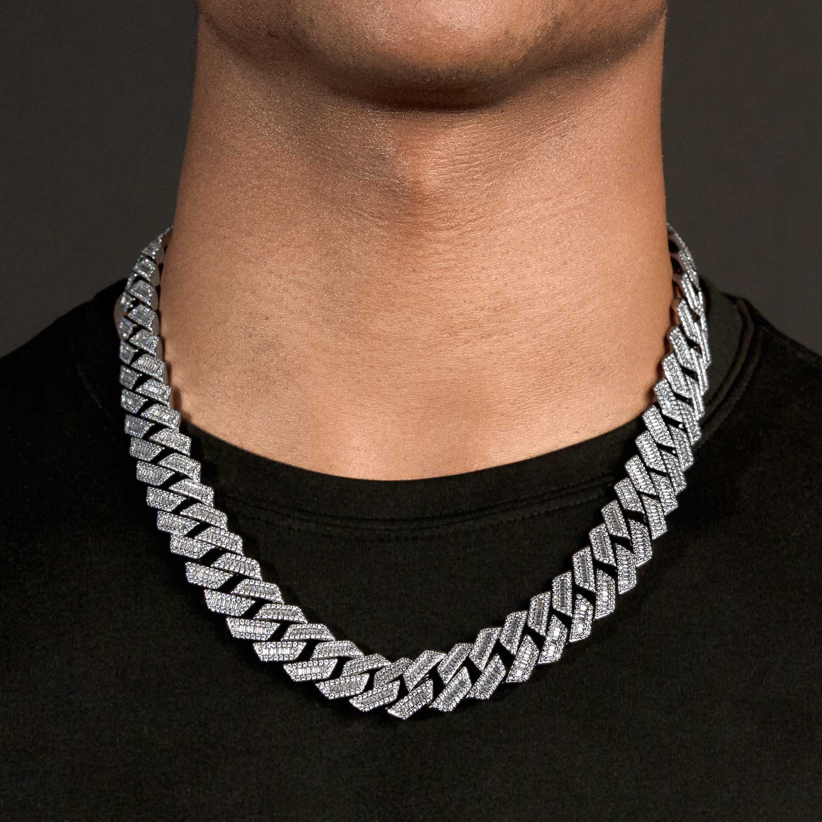 Diamond Baguette Straight Edge Cuban Chain 18MM