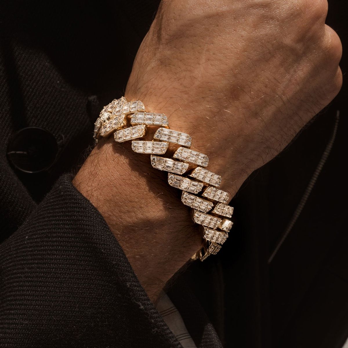 2 Row Diamond Baguette Cuban Bracelet 18MM