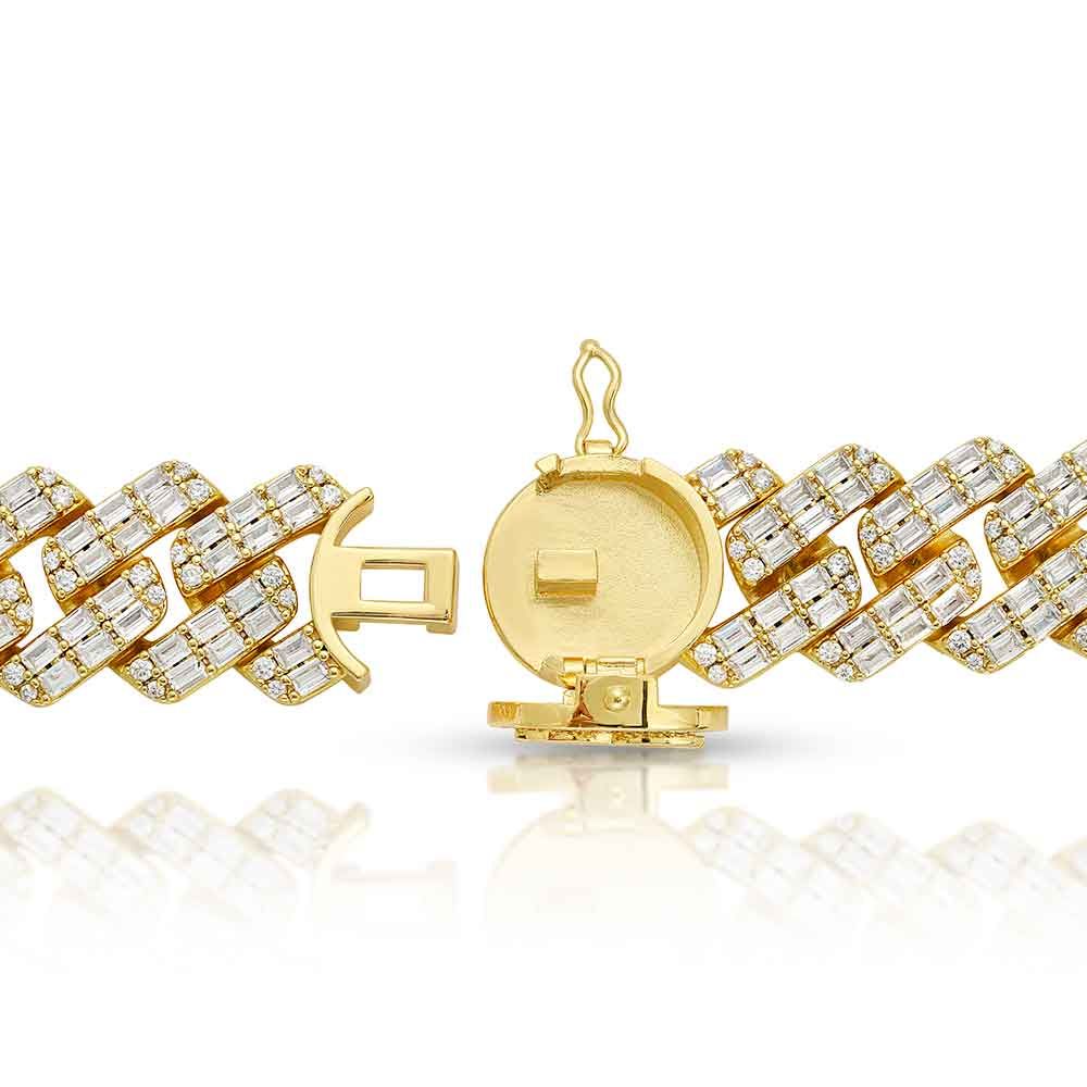 2 Row Diamond Baguette Cuban Bracelet 18MM