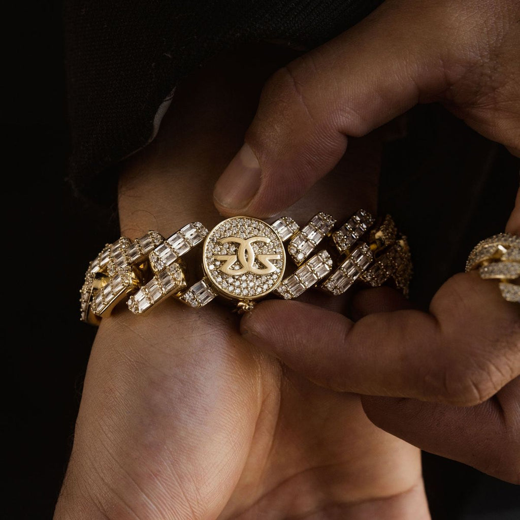 2 Row Diamond Baguette Cuban Bracelet 18MM