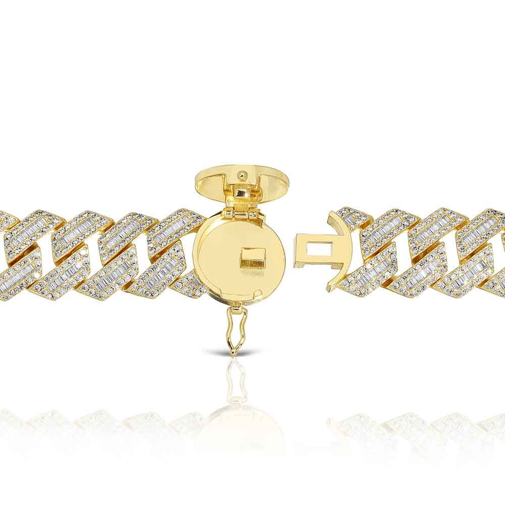 Diamond Baguette Straight Edge Cuban Bracelet 18MM