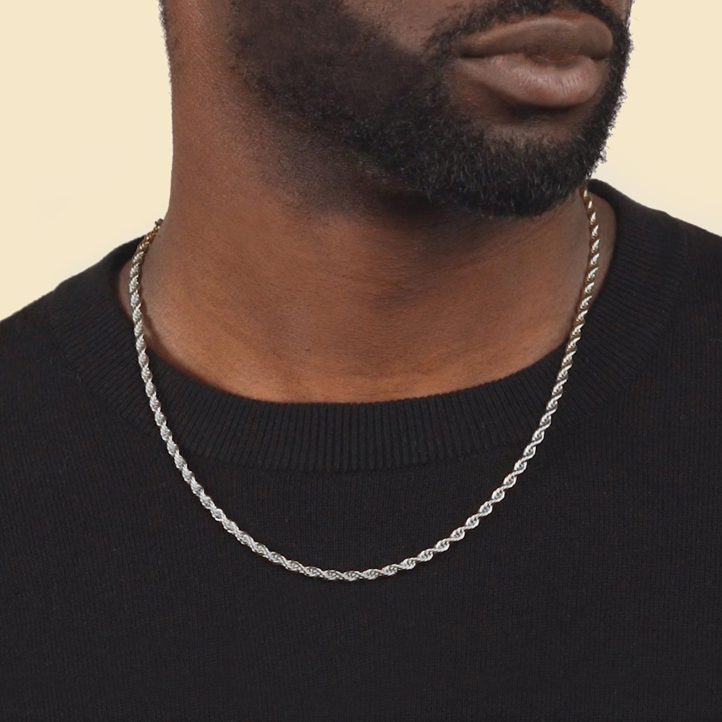 4mm 22 inch White Gold Rope Chain The Gold Gods
