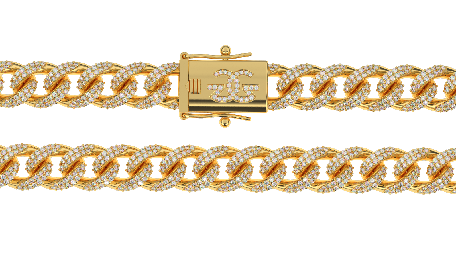 Diamond Cuban Link Chain 10mm The Gold Gods Gold Lock view Gold Chain Men's Jewelry