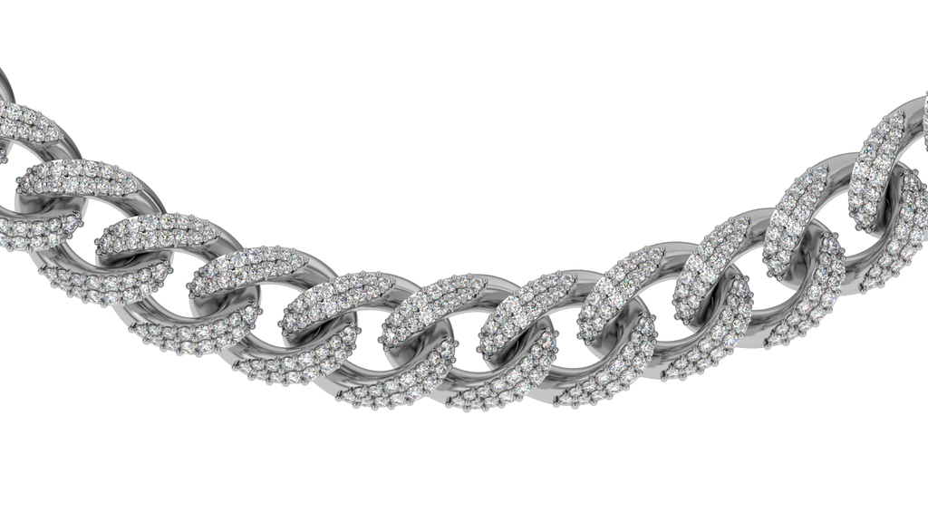 Diamond Cuban Link Chain 10mm The Gold Gods White Gold Front view Gold Chain Men's Jewelry