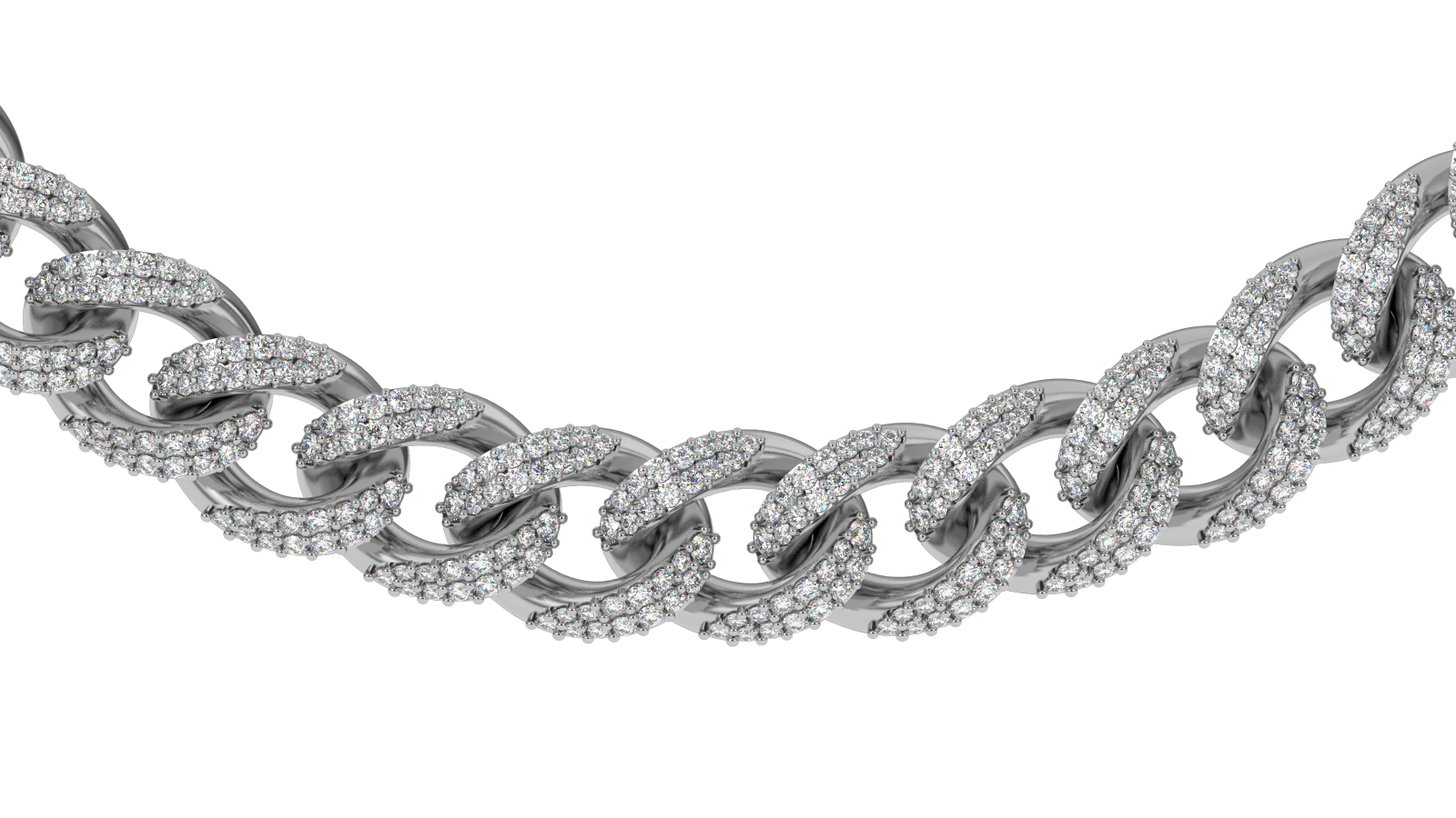 Diamond Cuban Link Chain 10mm The Gold Gods White Gold Front view Gold Chain Men's Jewelry