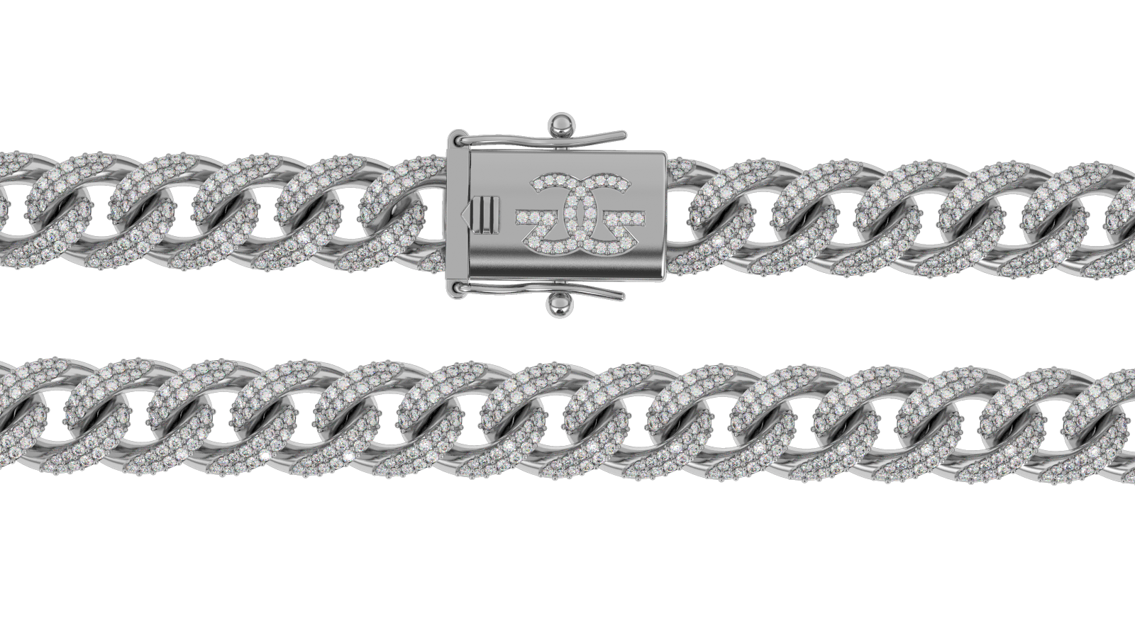 Diamond Cuban Link Chain 10mm The Gold Gods White Gold Lock view Gold Chain Men's Jewelry