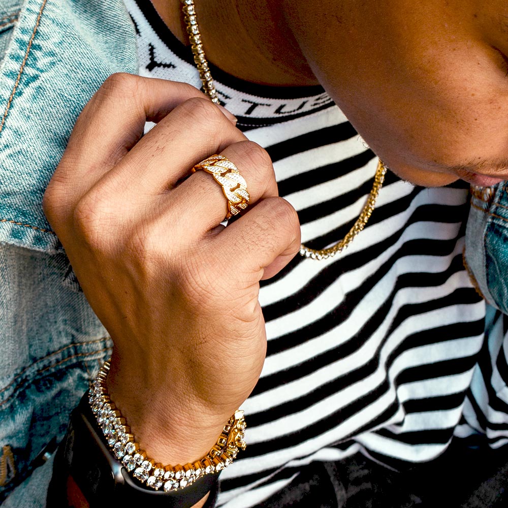 DIAMOND CUBAN RING THE GOLD GODS