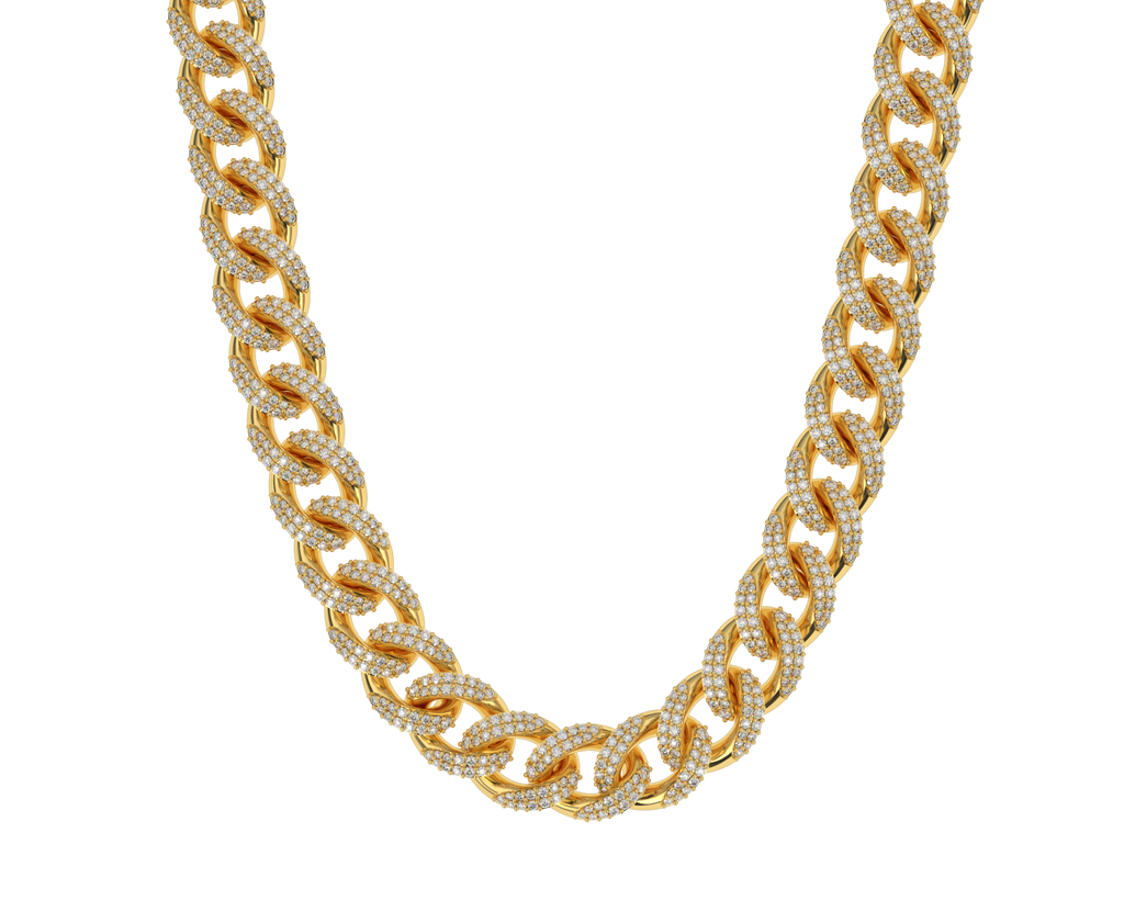 Diamond-Cuban-Link-Chain-10mm-the-Gold-Gods-18k-Gold-plated-Front view-Gold-Chain-Mens-Jewelry