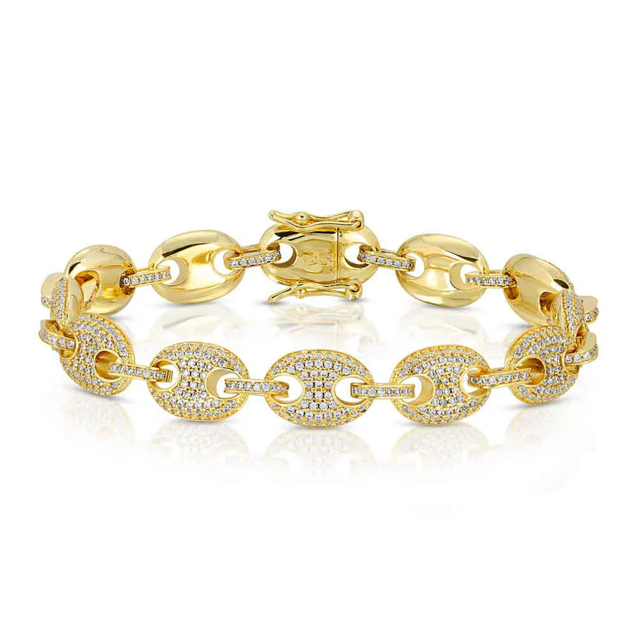 Diamond Puff Link Bracelet 10MM