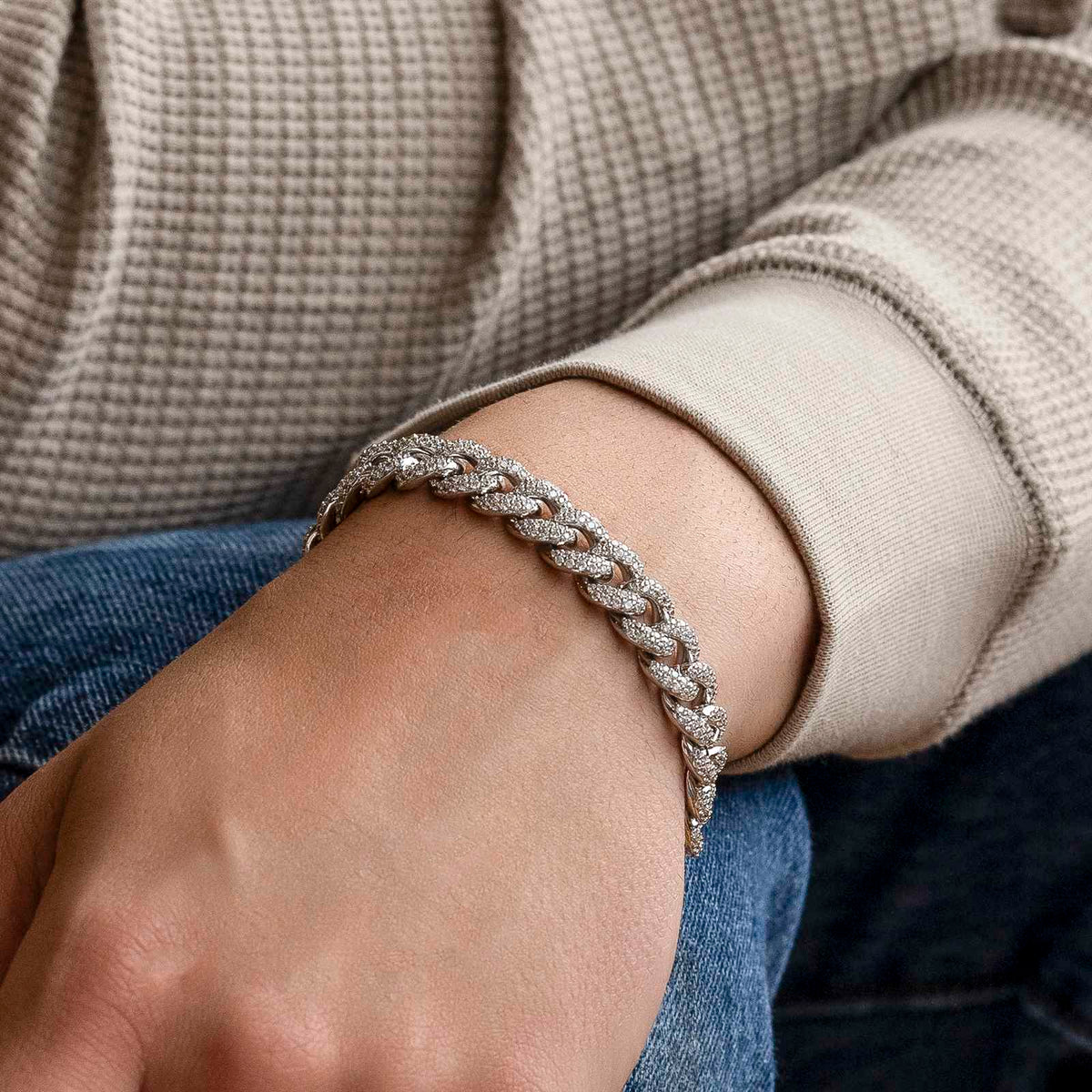  Diamond Cuban Link Bracelet (10mm) White Gold