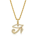 Diamond Eye Of Horus Necklace Pendent and Rope Chain