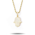 Diamond Hamsa Hand Necklace Pendant and Rope Chain