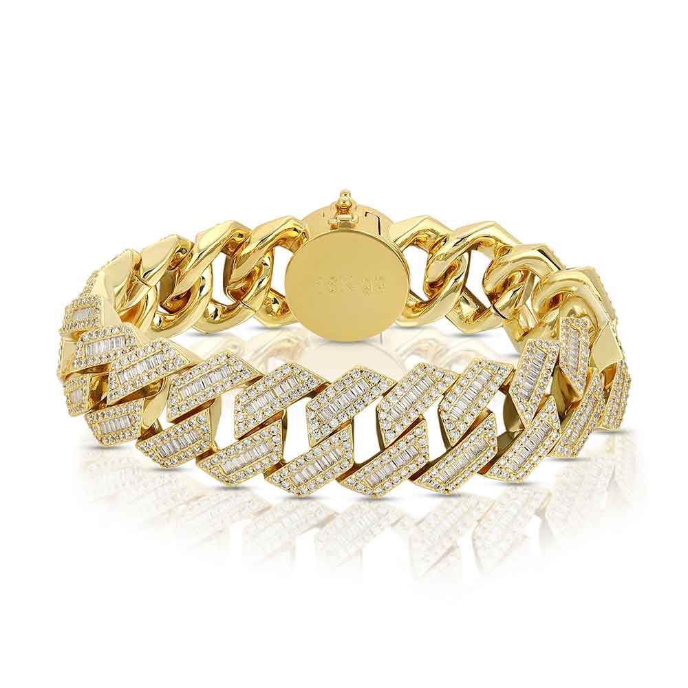 Diamond Baguette Straight Edge Cuban Bracelet 18MM
