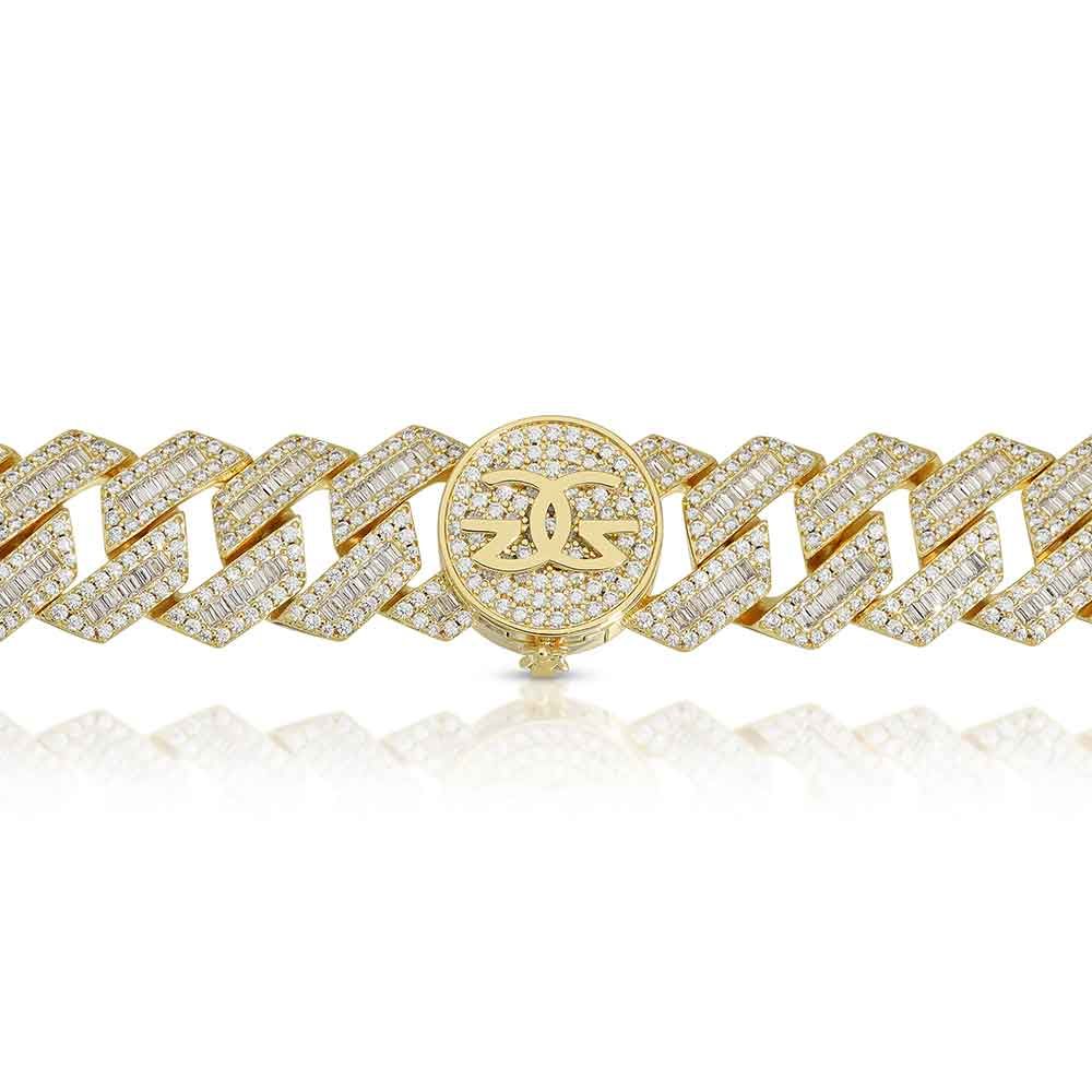 Diamond Baguette Straight Edge Cuban Bracelet 18MM