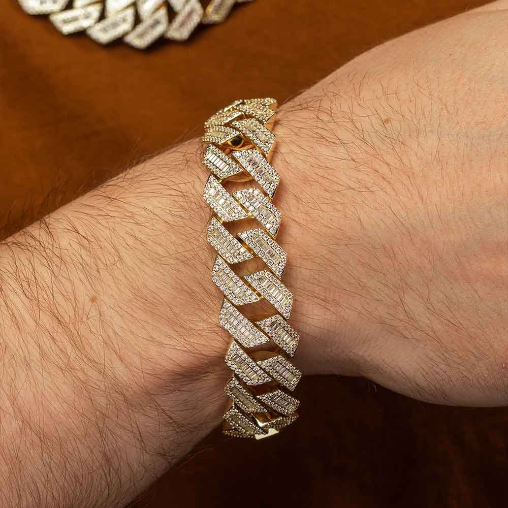 Diamond Baguette Straight Edge Cuban Bracelet 18MM