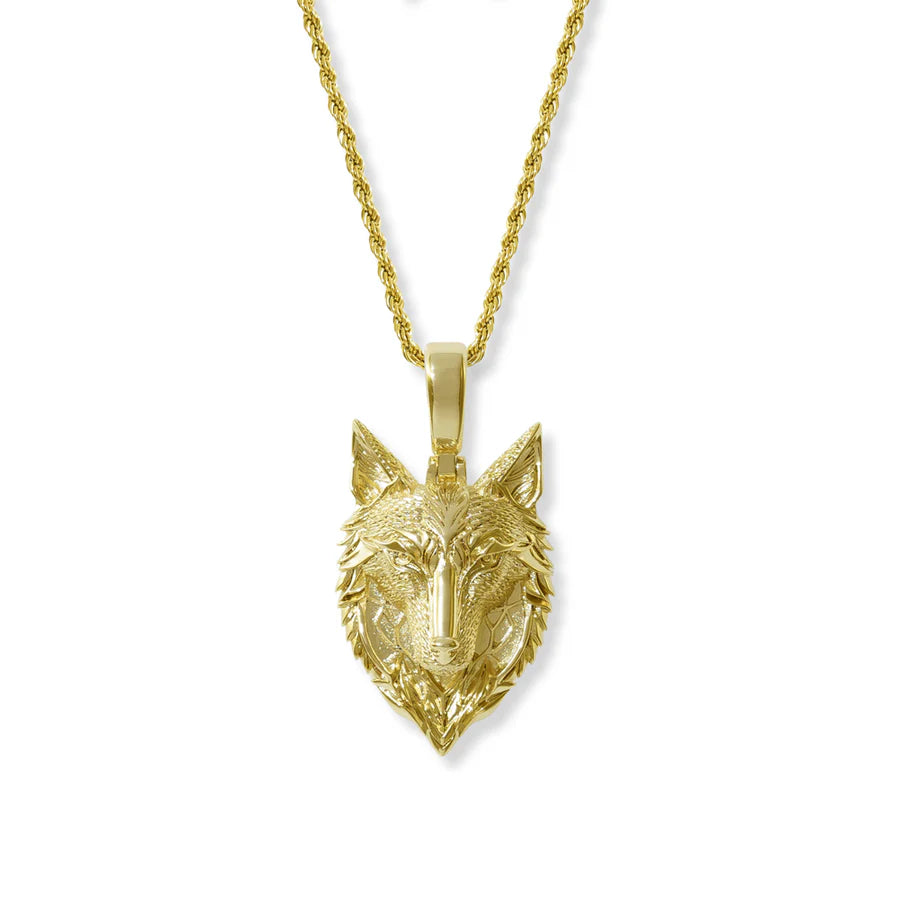 Tribal Wolf Necklace Pendant and Rope Chain