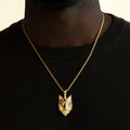 Tribal Wolf Necklace Pendant and Rope Chain
