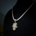 Diamond Hamsa Hand Necklace Pendant and Tennis Chain