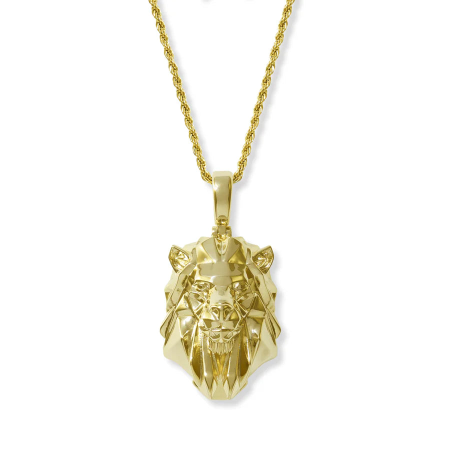 Lion Head Necklace Pendant and Rope Chain