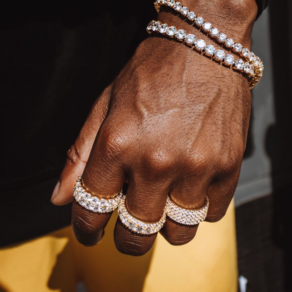 Eternity Diamond Ring 4 Row Stacked The Gold Gods lifestyle look 2