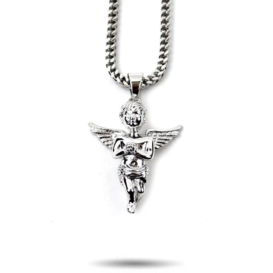 Micro Angel Necklace Pendant and Franco Chain