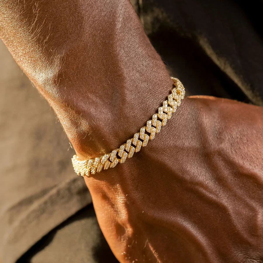 Diamond Straight Edge Cuban Bracelet 8MM
