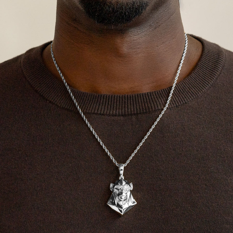 Ape Head Necklace Pendant and Rope Chain