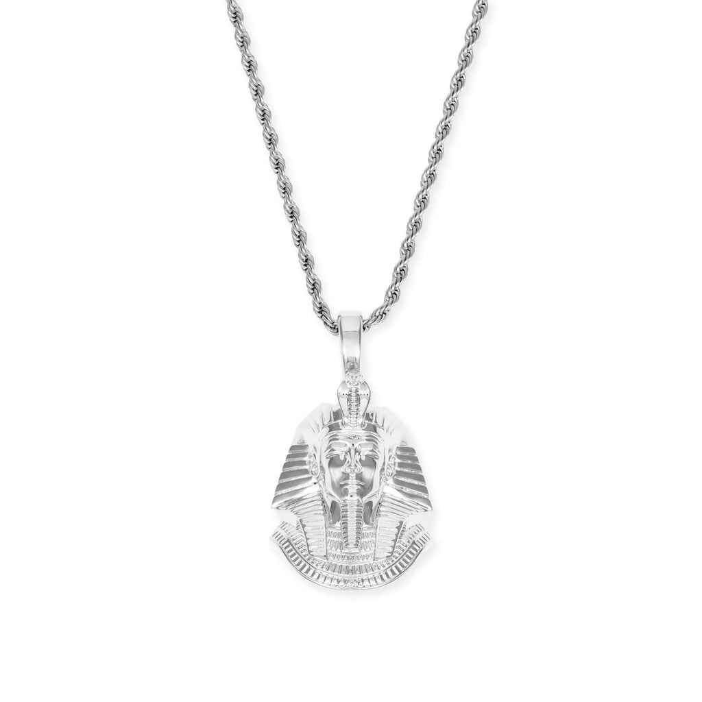 Pharaoh Head Necklace Pendant and Rope Chain