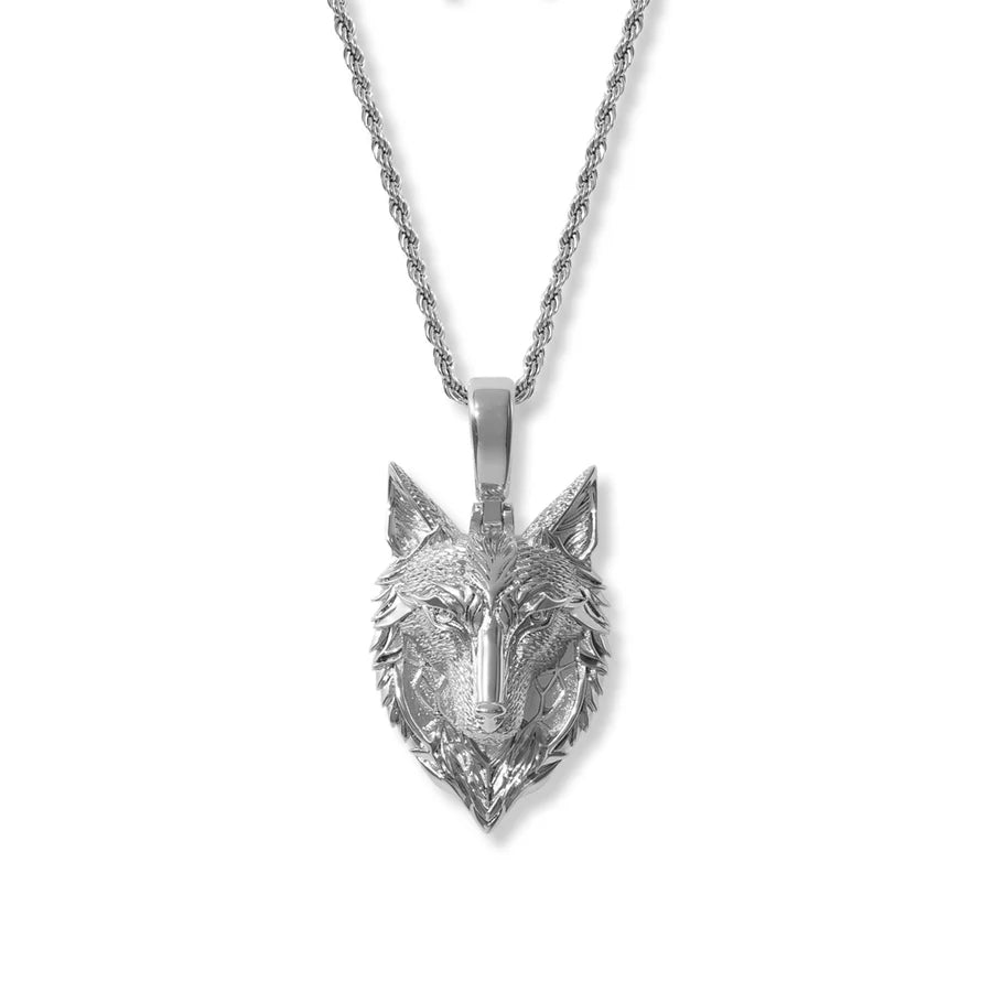 Tribal Wolf Necklace Pendant and Rope Chain