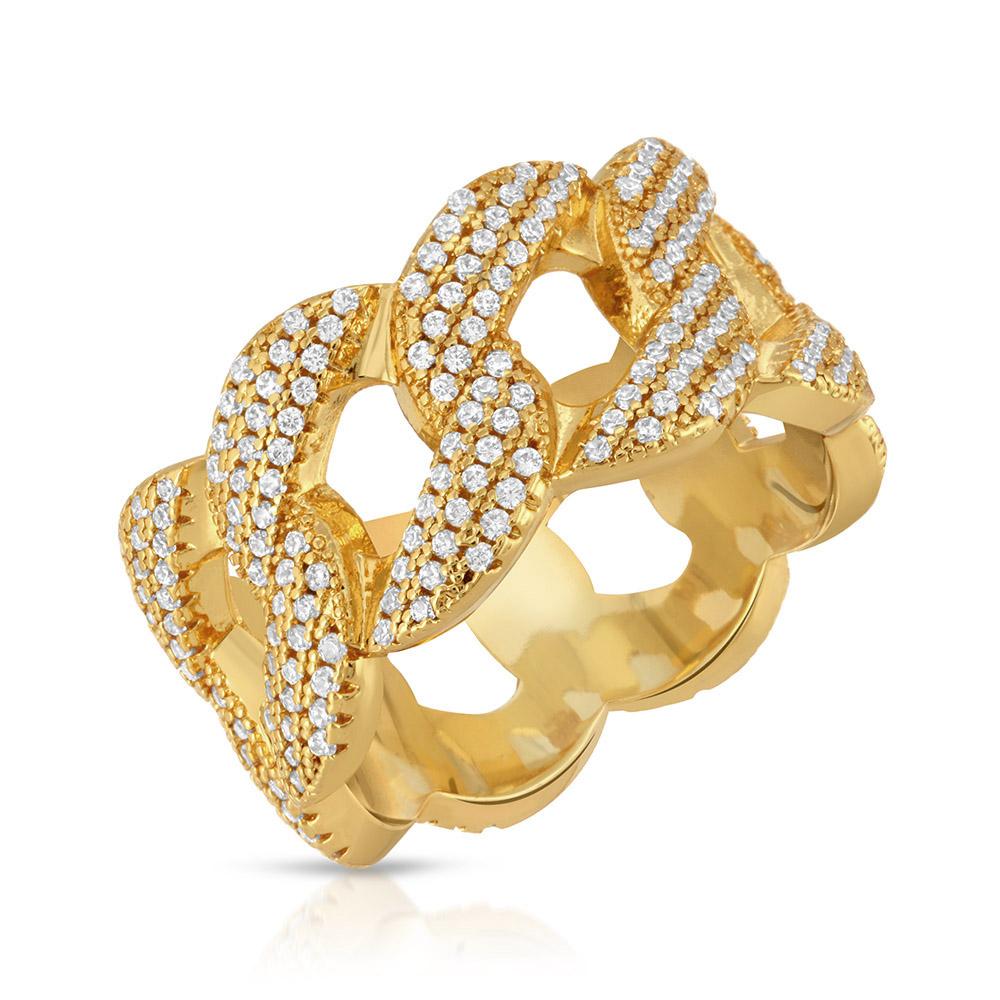 Mens Diamond Cuban Link Ring 10mm Front Look The Gold Gods