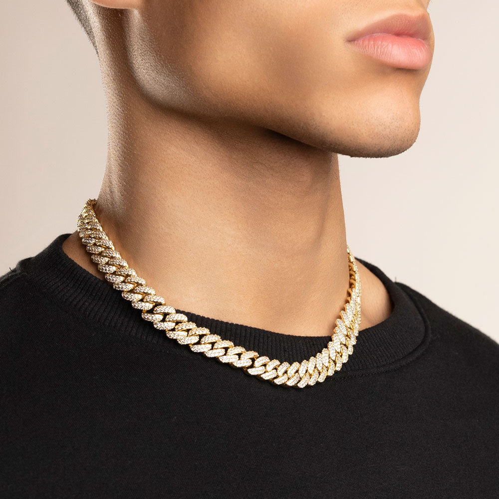 Gold Flooded Diamond Cuban Link Choker Chain 12mm The Gold Gods 18 inch 2
