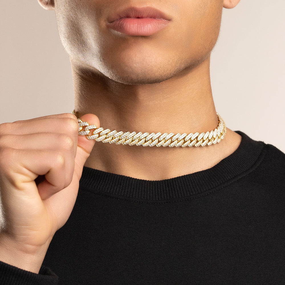 Gold Flooded Diamond Cuban Link Choker Chain 12mm The Gold Gods 18 inch 1