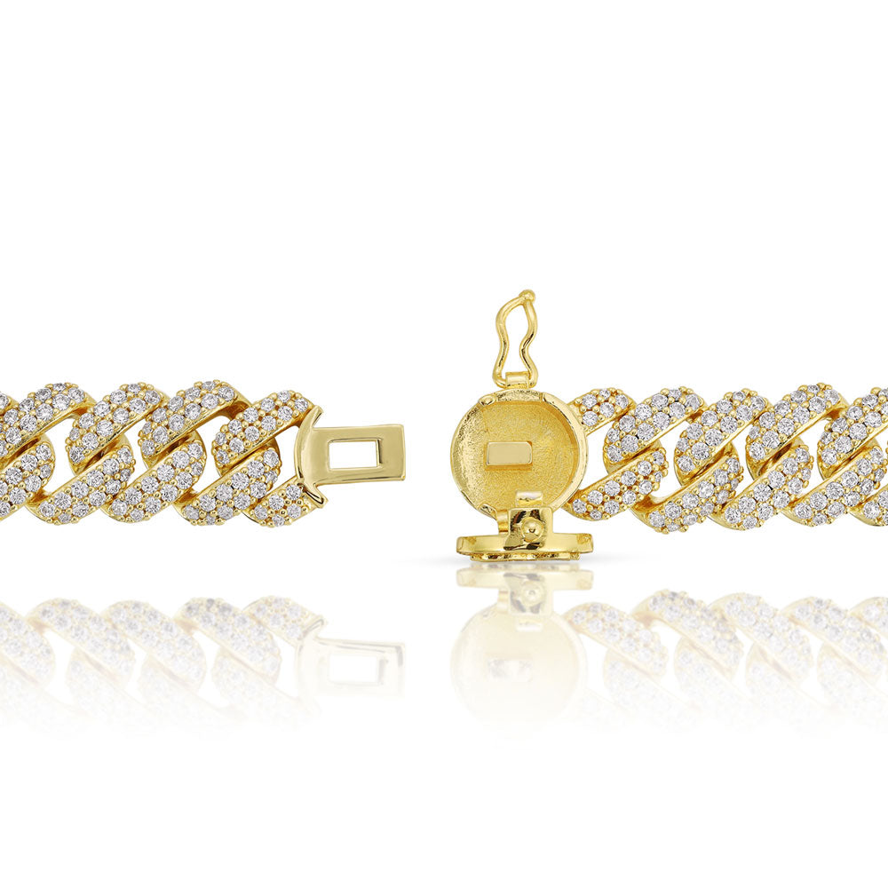 Diamond Cuban Link Choker Chain 12mm The Gold Gods Clasp Open