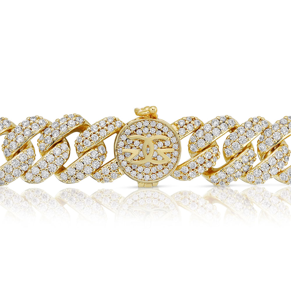 Diamond Cuban Link Choker Chain 12mm The Gold Gods Clasp Closed