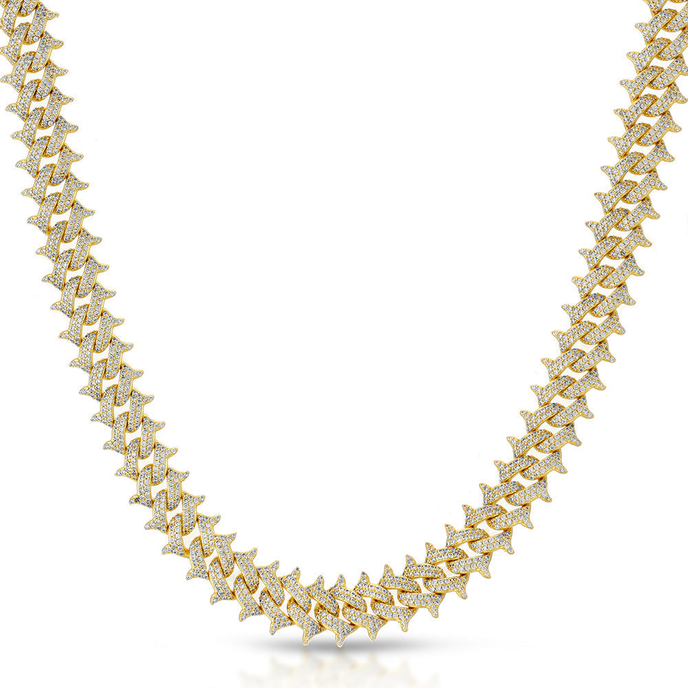 Diamond Cuban Spiked Chain The Gold Gods  lifestyle look front view 3