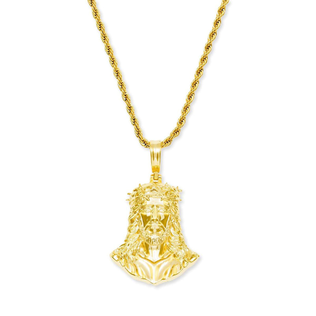 Jesus Piece Necklace Pendant and Rope Chain