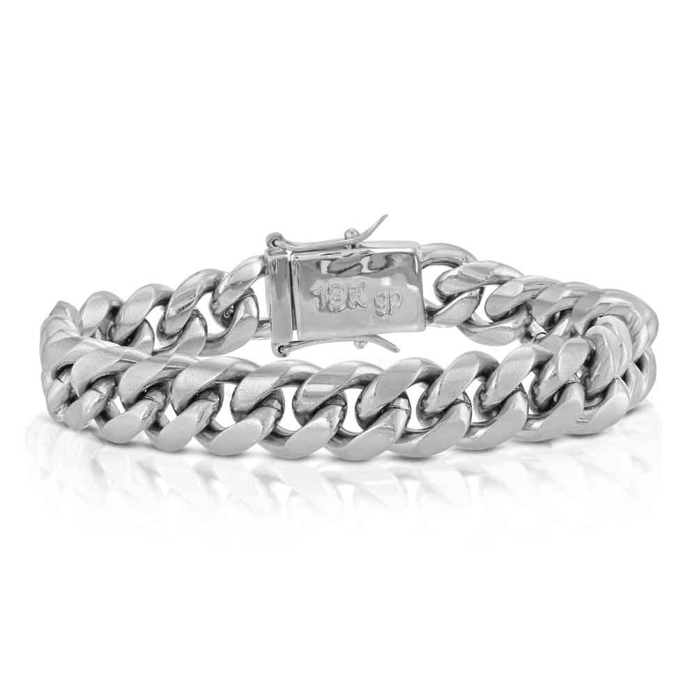 Miami Cuban Link Bracelet 12mm The The Gold Gods in white gold