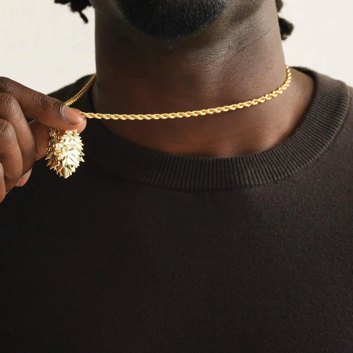 Wolf Head Necklace Pendant and Rope Chain