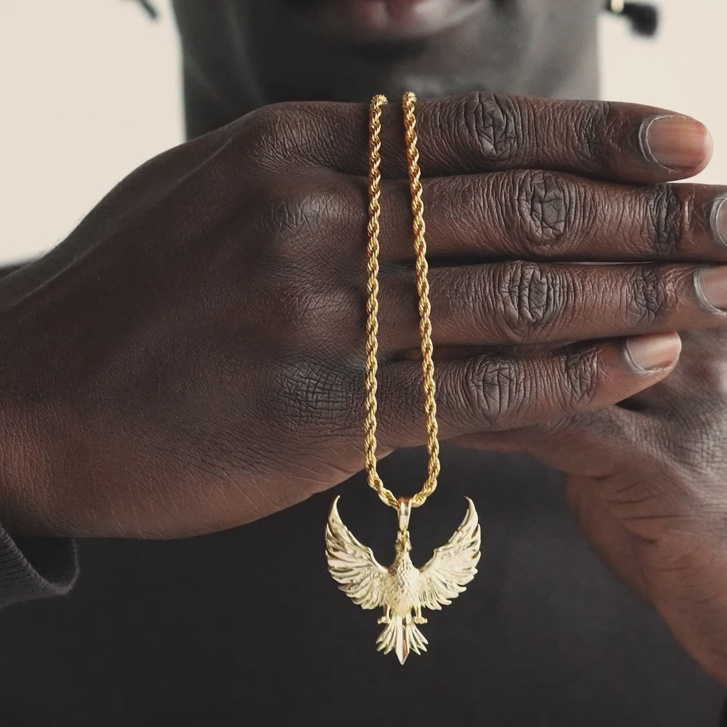 Phoenix Necklace Pendant and Rope Chain