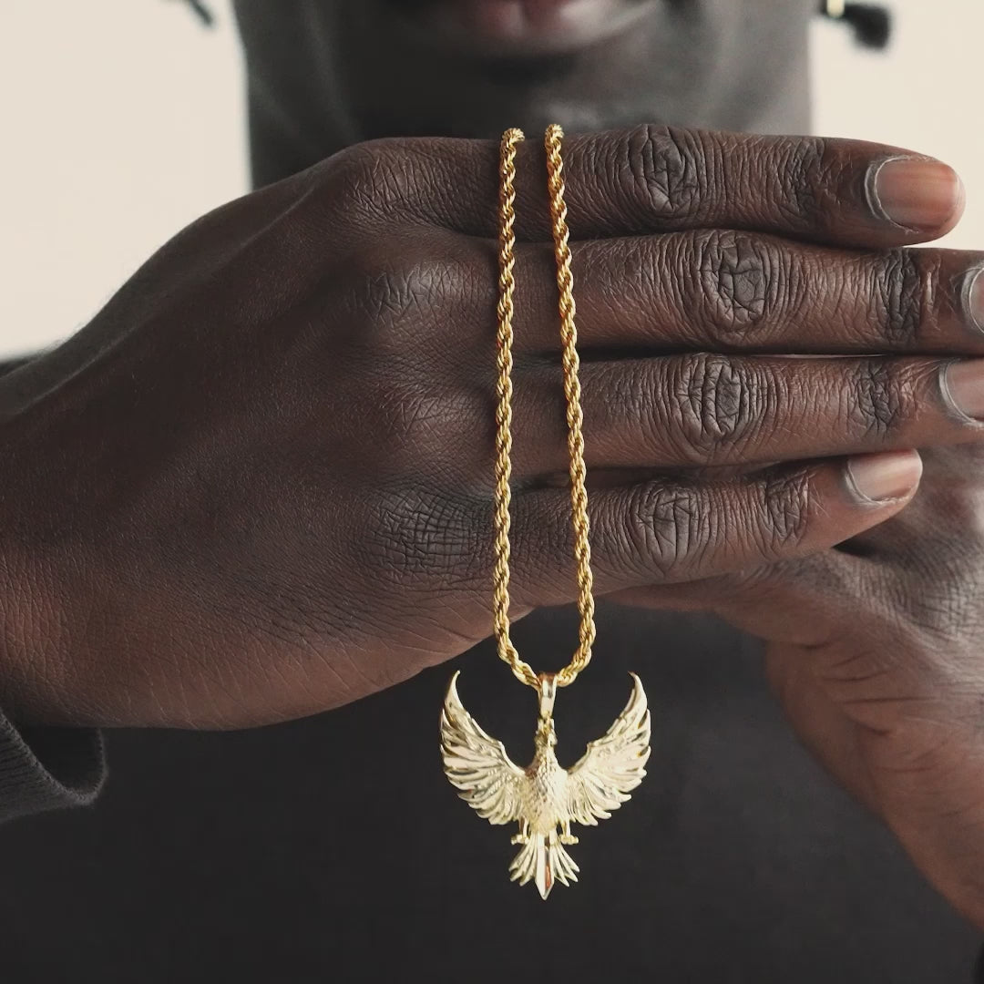 Phoenix Necklace Pendant and Rope Chain