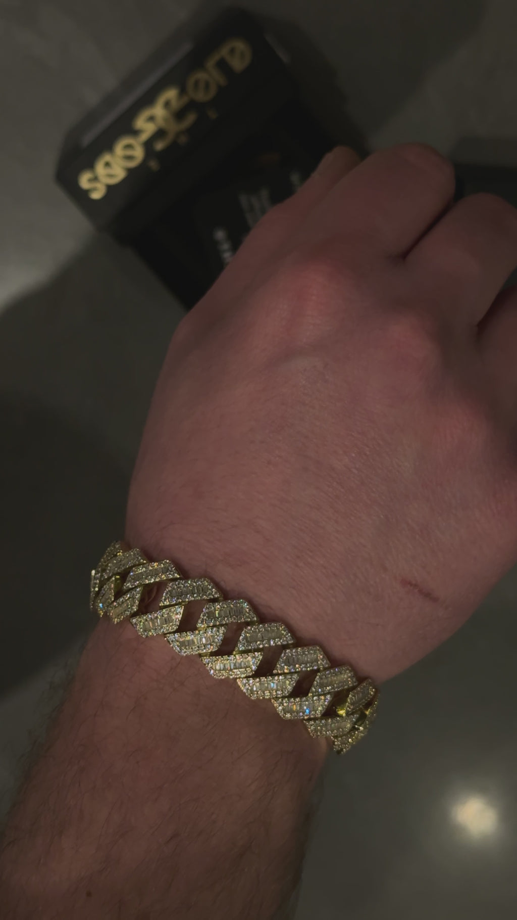 Diamond Baguette Straight Edge Cuban Bracelet 18MM