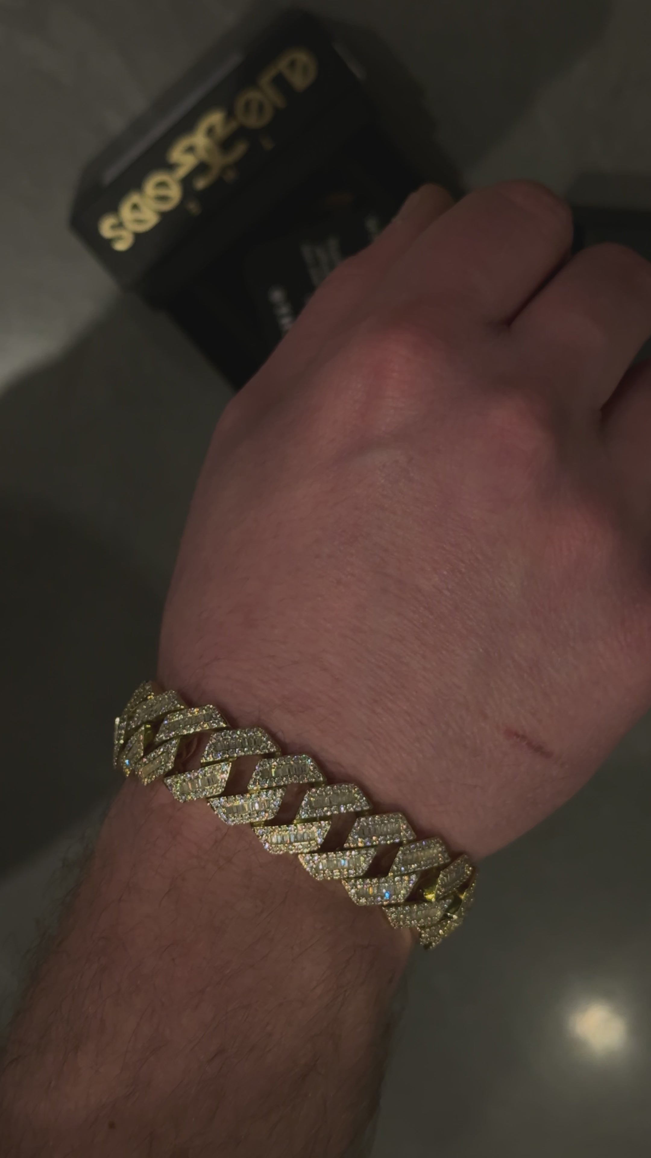 Diamond Baguette Straight Edge Cuban Bracelet 18MM