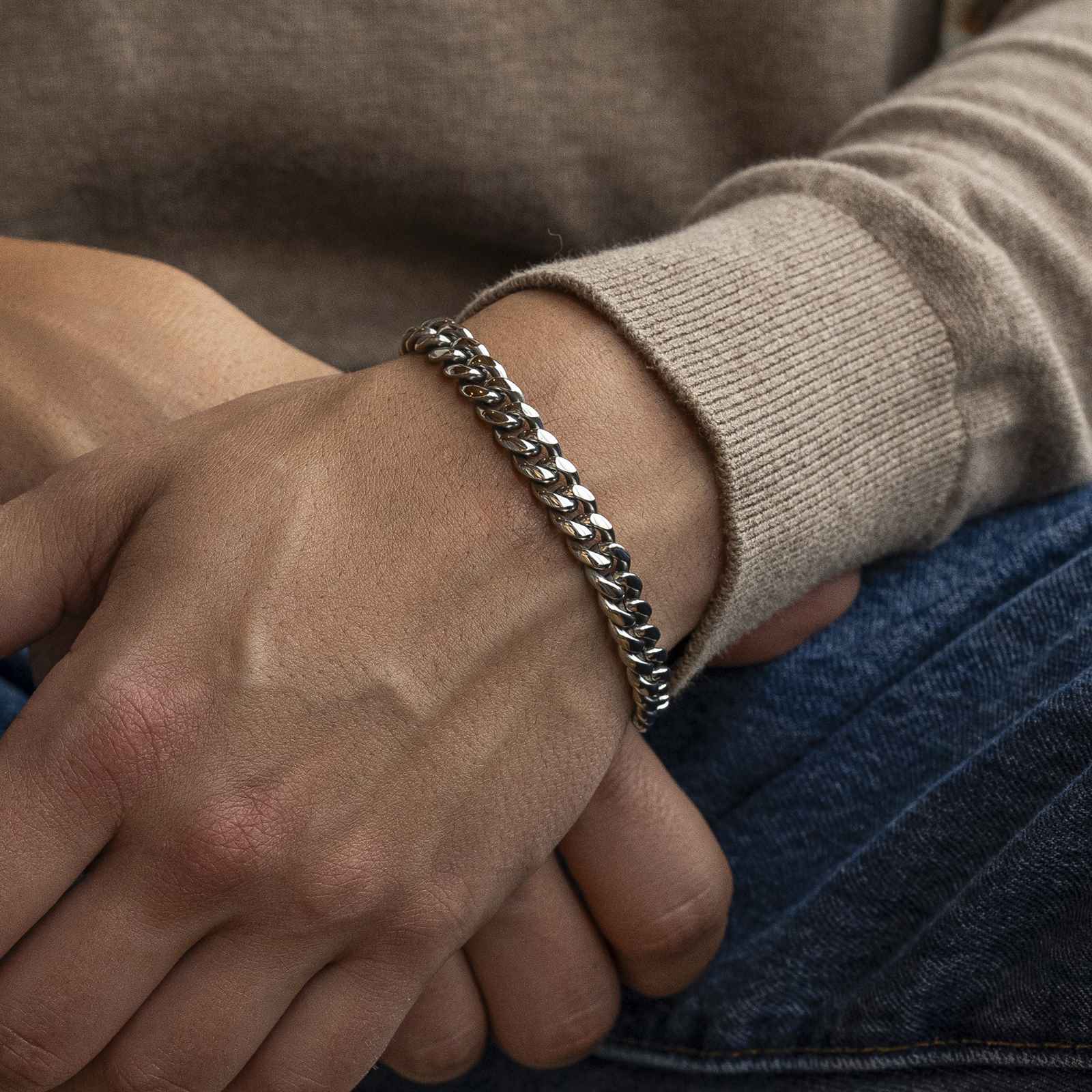 Cuban Link Bracelet (10mm) White Gold 7.5