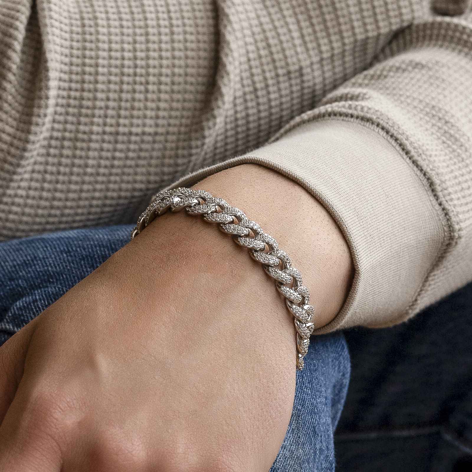  Diamond Cuban Link Bracelet (10mm) White Gold